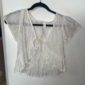 aeropostale white sheet crop tie top